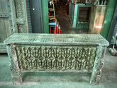 Antique Vintage Indian Hand Carved Solid Wood Console Hall Table